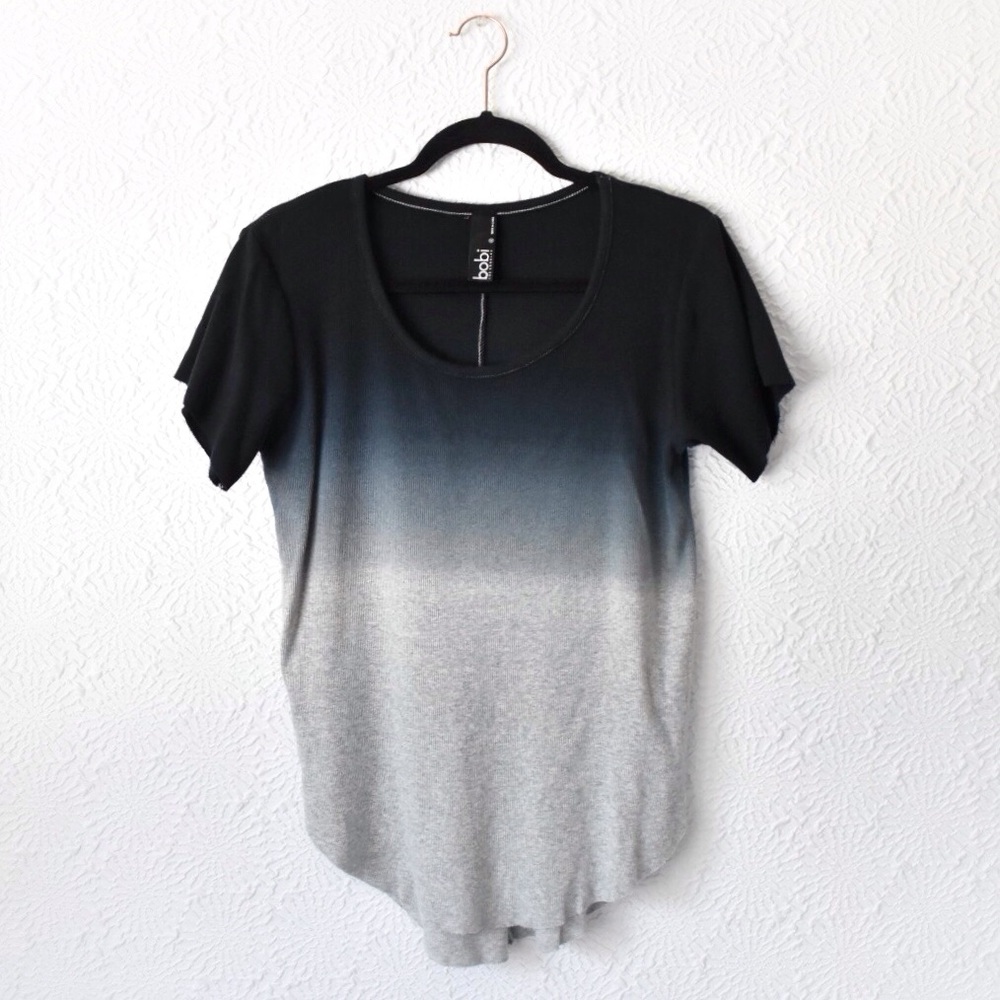 Bobi Los Angeles Ombré Curve Hem Tee